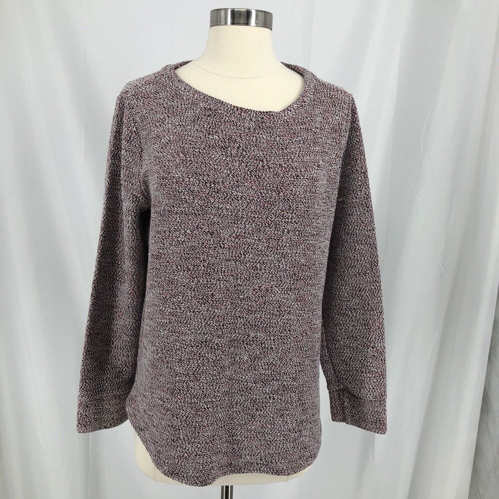 Ann Taylor LOFT Round Neck Long Sweater Pink Flecked Large